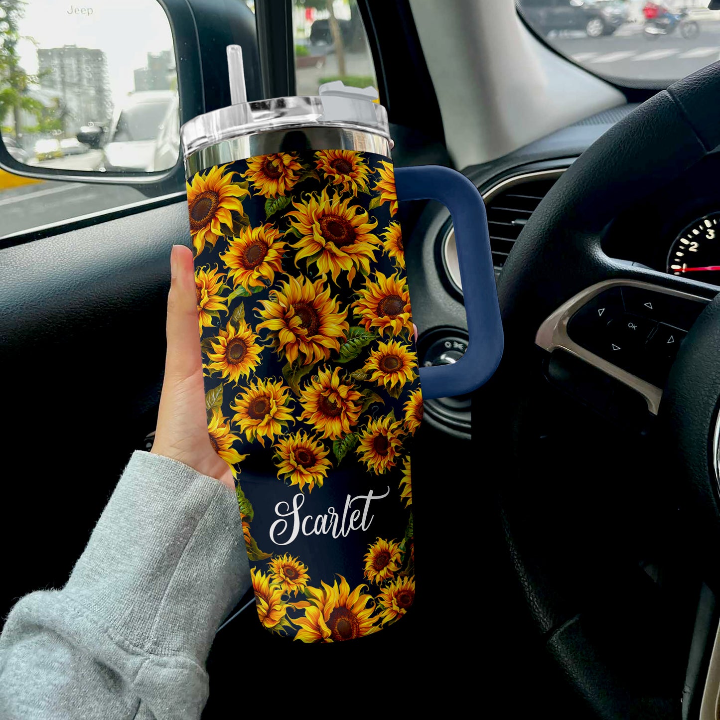 Shineful Tumbler Personalized Graceful Sunflower