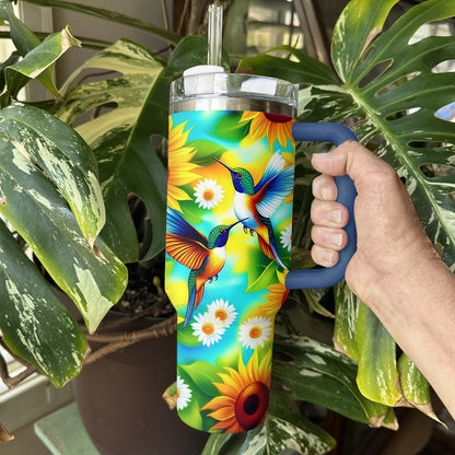 Shineful Tumbler Vibrant Sunflower With Hummingbird