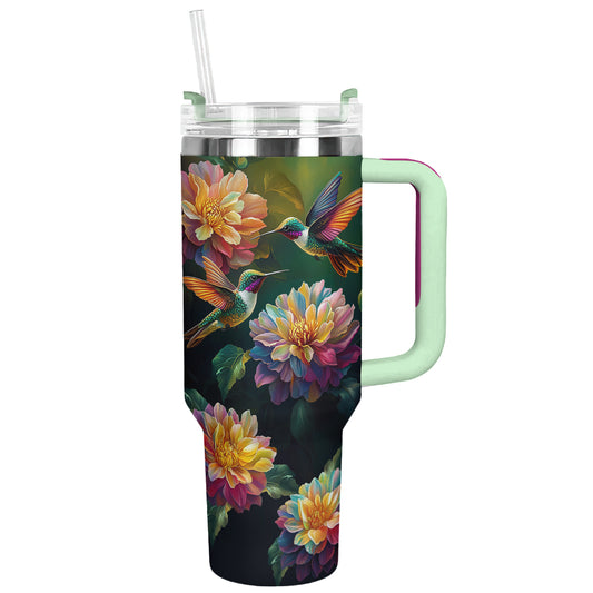 Glänzender Becher mit Blumenmotiv „Kolibri“