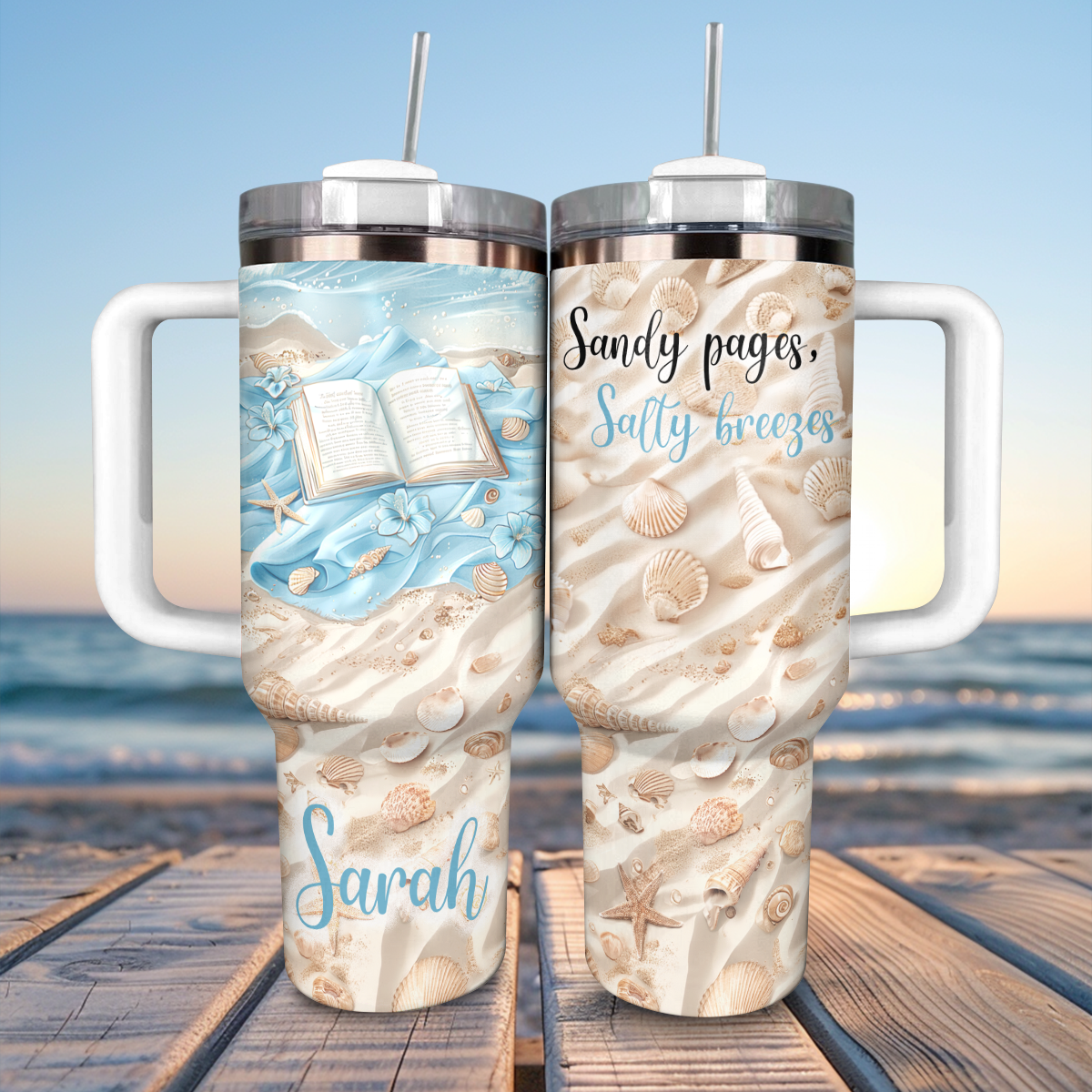 Shineful Personalized Tumbler Open Book Hibiscus Love