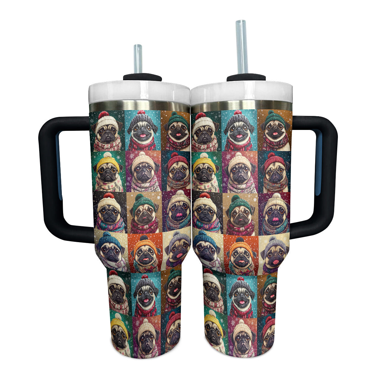 Shineful Tumbler Pug Cozy Winter