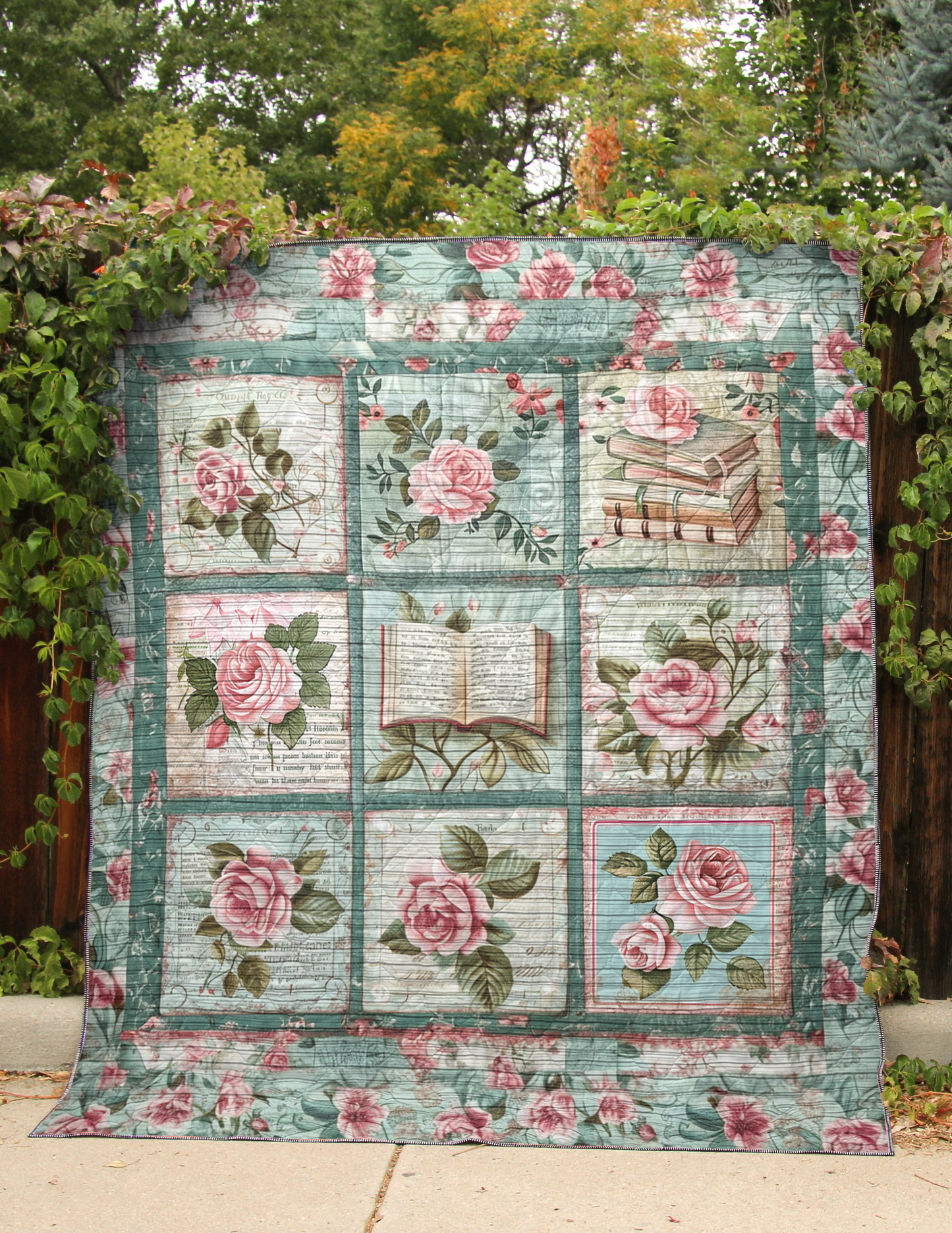 Shineful All Season Quilt 3-Piece Set Romantic Literary Blooms