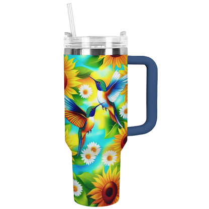 Shinyful Tumbler Lebendige Sonnenblume mit Kolibri