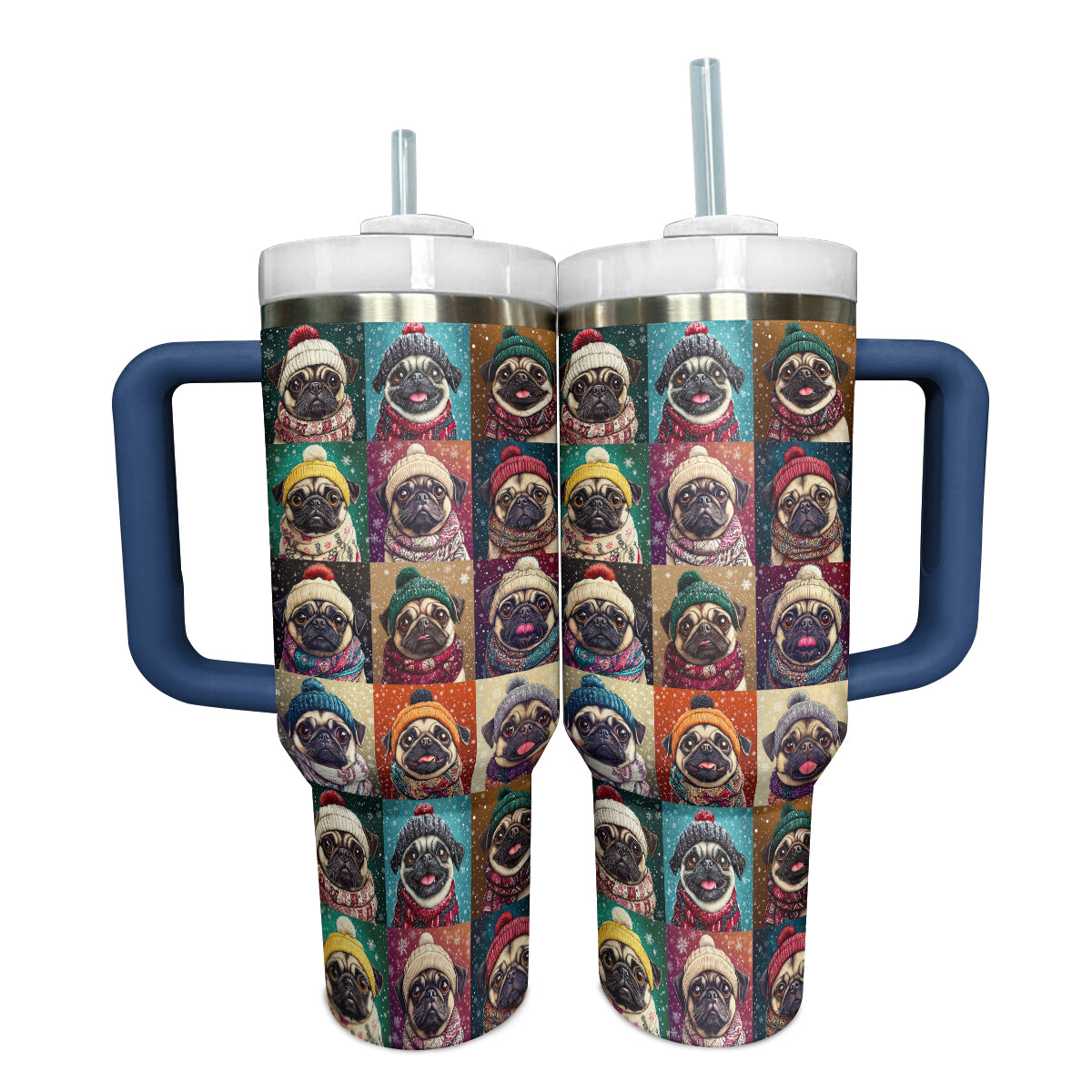 Shineful Tumbler Pug Cozy Winter