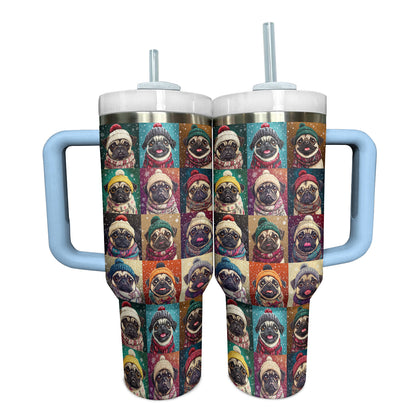 Shineful Tumbler Pug Cozy Winter