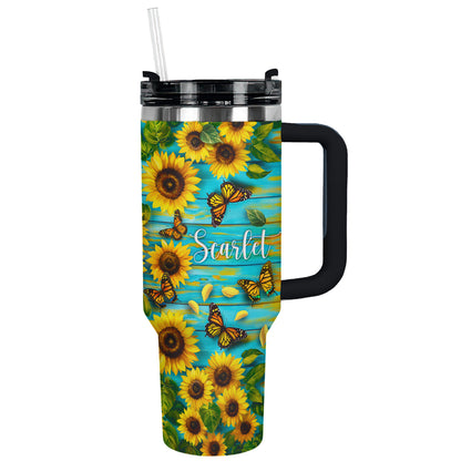 Shineful Tumbler Personalized Sunflower With Butterfly