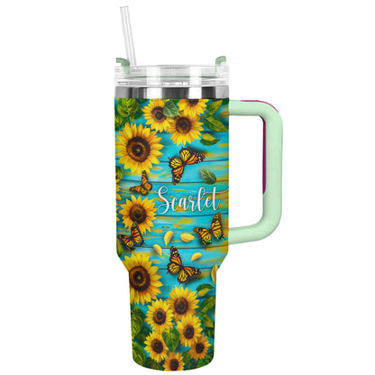 Shineful Tumbler Personalized Sunflower With Butterfly