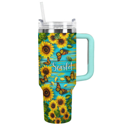 Shineful Tumbler Personalized Sunflower With Butterfly