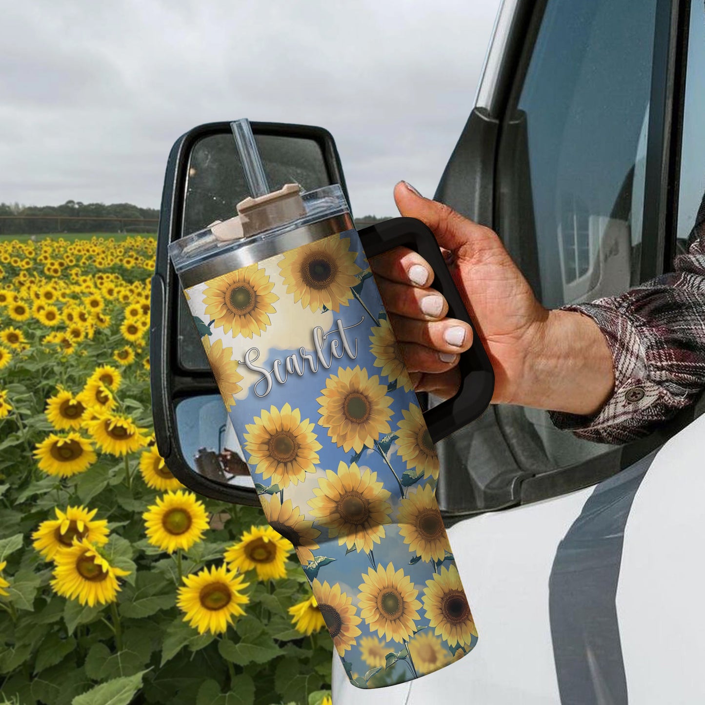 Shineful Tumbler Personalized Blissful Sunflower