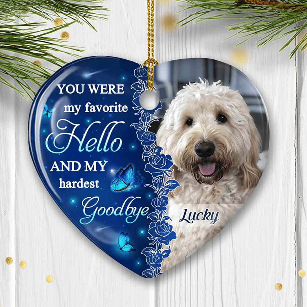 Shinefulgift® - The Hardest Goodbye Personalized Custom Heart Ceramic Christmas Ornament