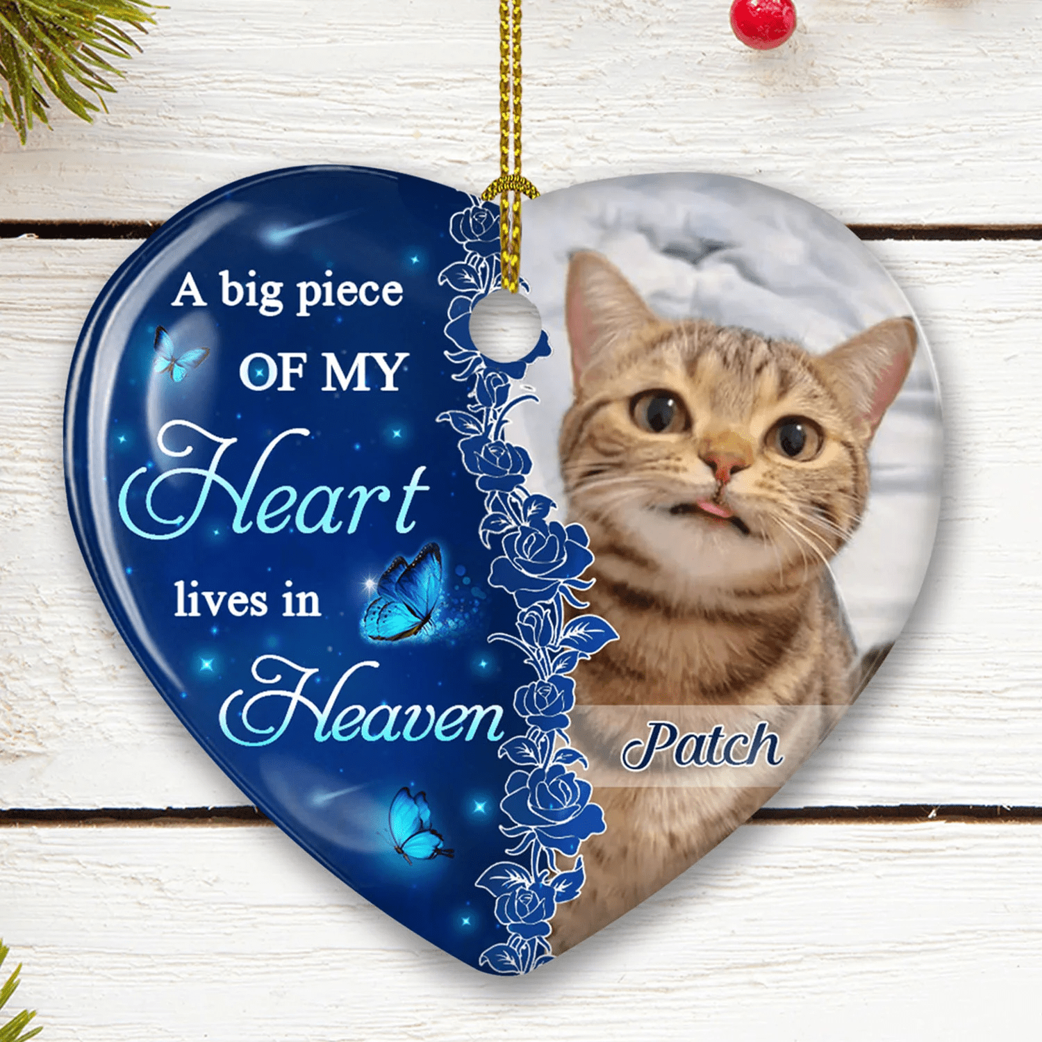 Shinefulgift® - The Hardest Goodbye Personalized Custom Heart Ceramic Christmas Ornament