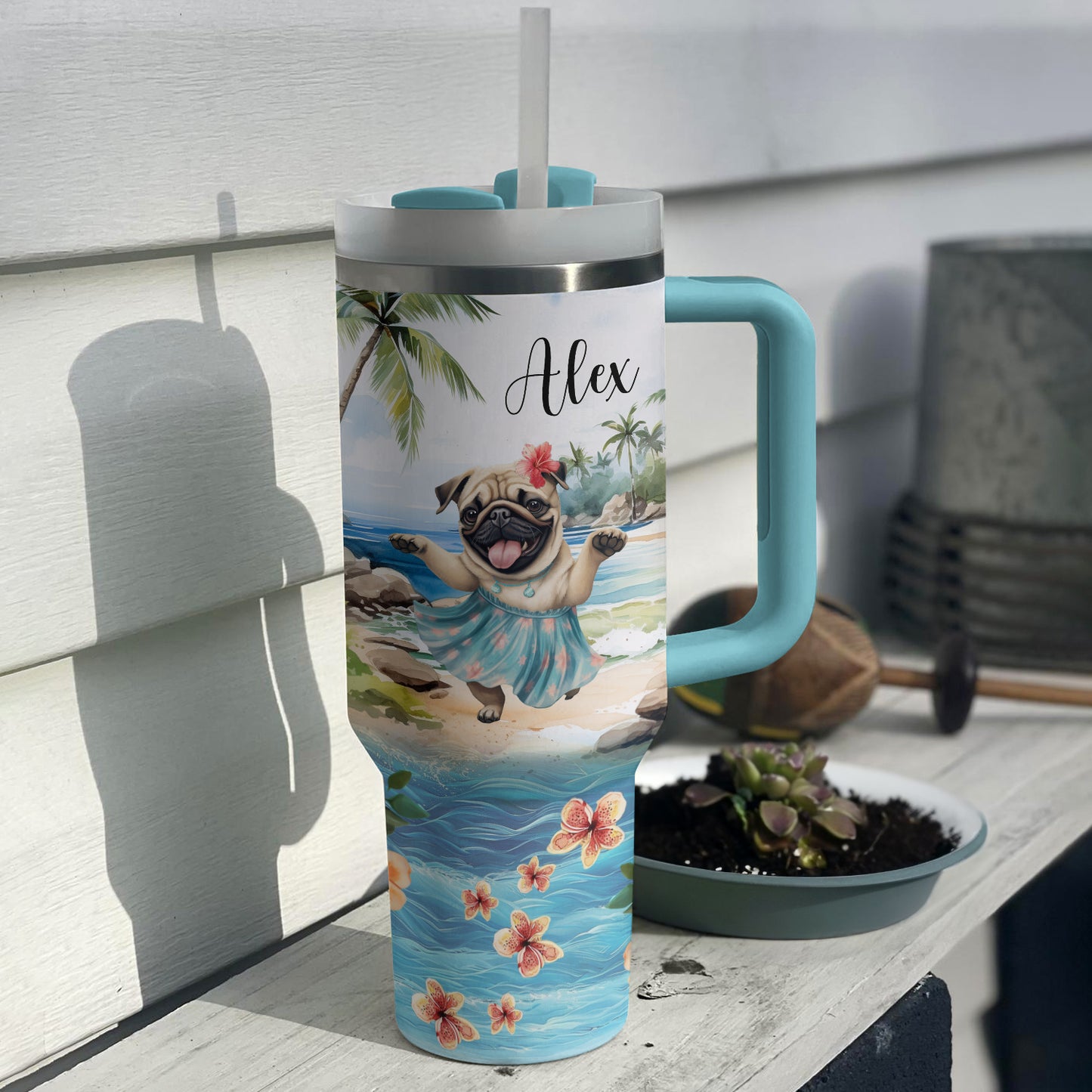 Shineful Tumbler Personalized Dancing Pug