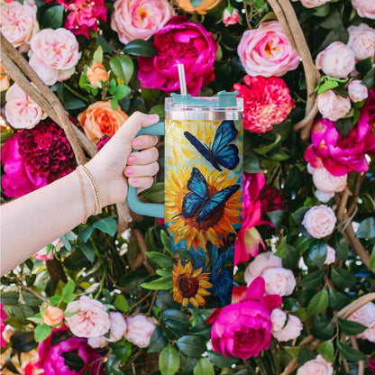 Shineful Tumbler Butterfly And Sunflower