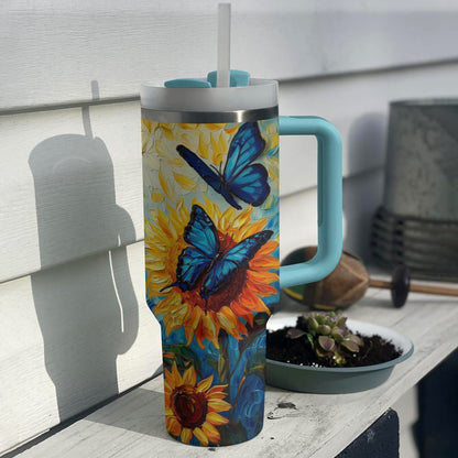 Shineful Tumbler Butterfly And Sunflower