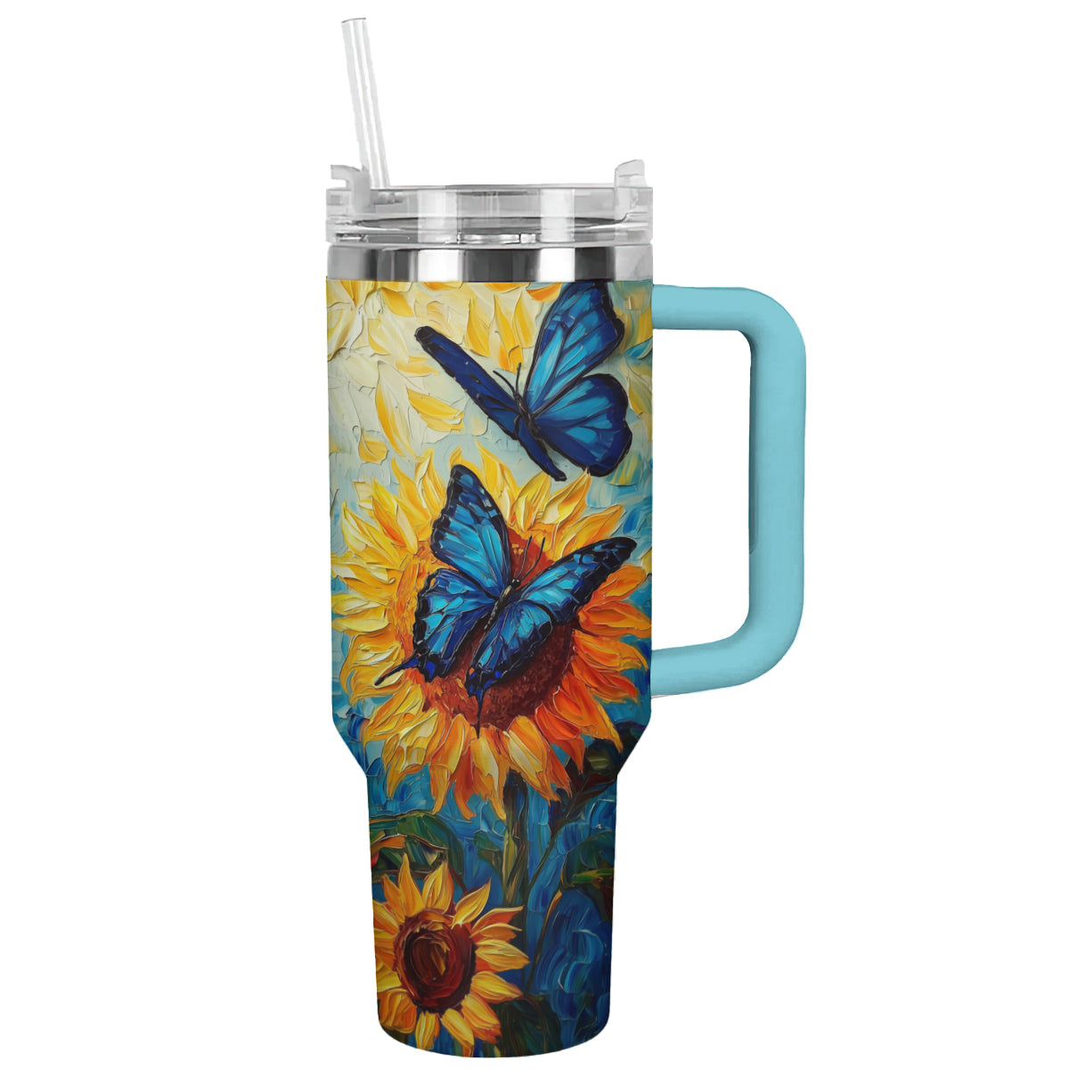 Shineful Tumbler Butterfly And Sunflower