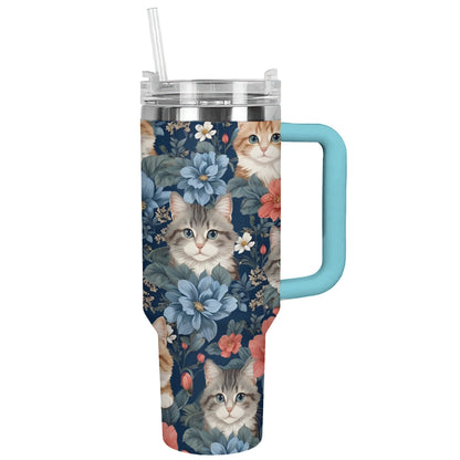 Shineful Tumbler Elegant Cats and Flowers