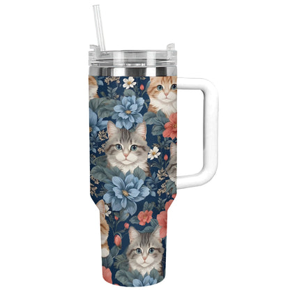 Shineful Tumbler Elegant Cats and Flowers