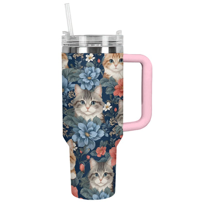 Shineful Tumbler Elegant Cats and Flowers