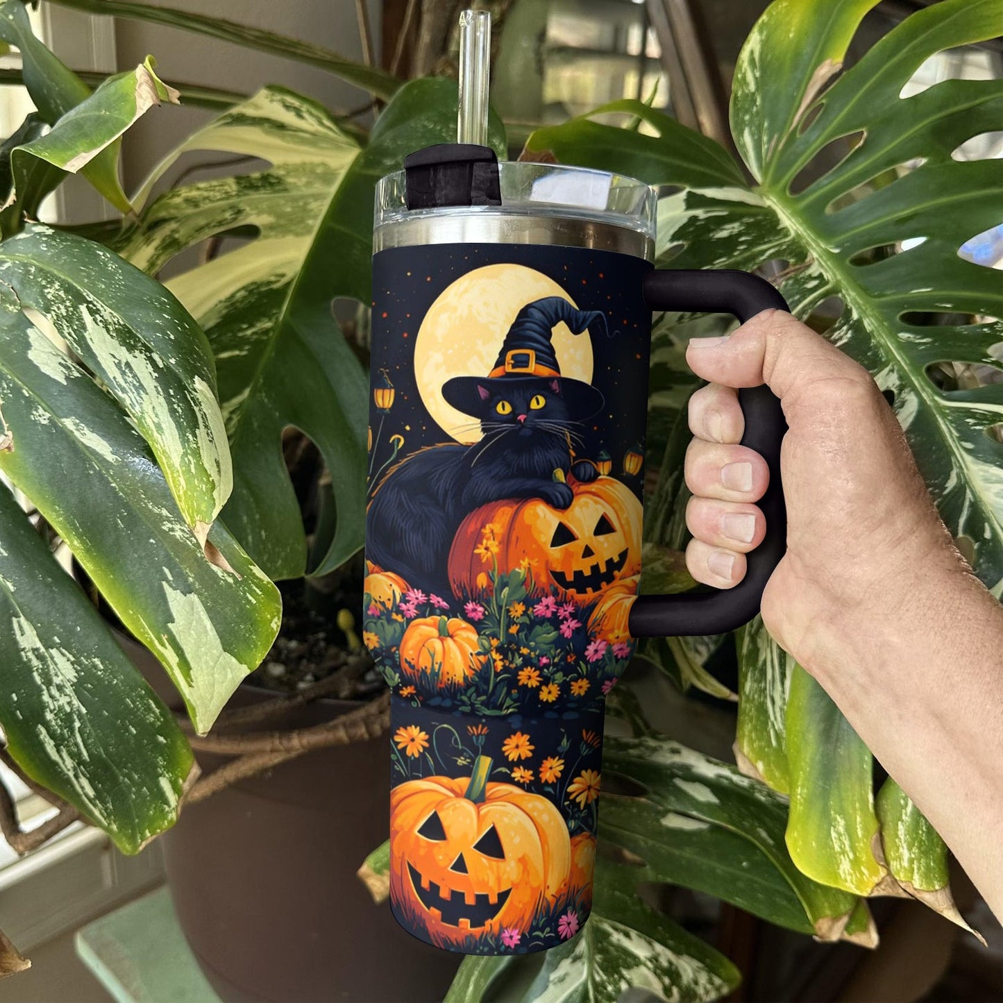 Shineful Tumbler Halloween Cat Garden V1