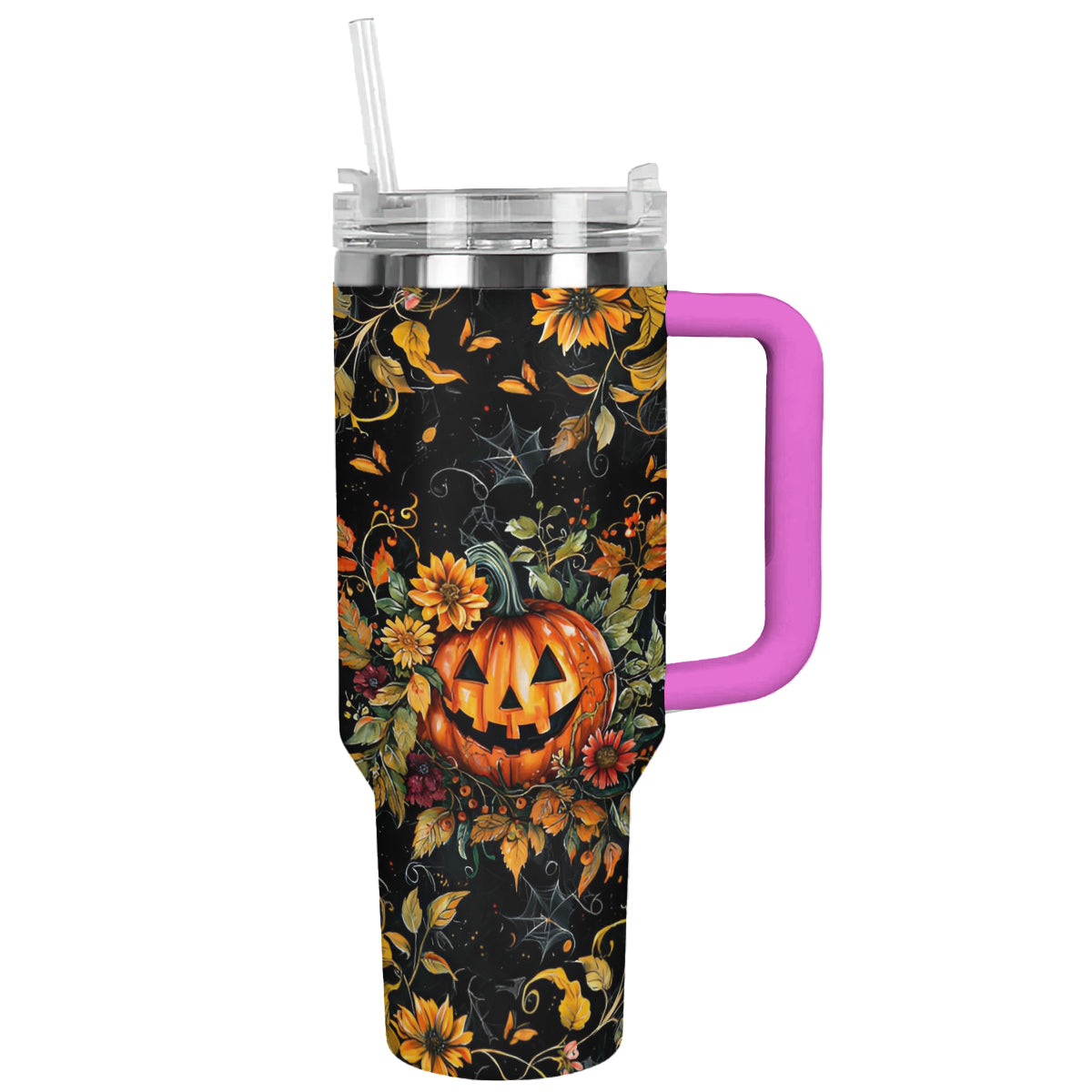 Shineful Tumbler Halloween Pumpkin And Flower