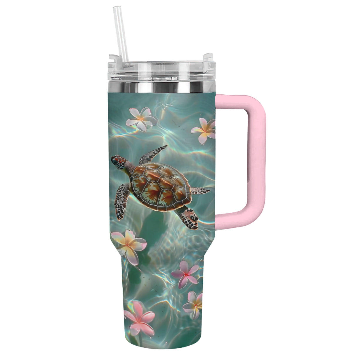 Shineful Glossy Tumbler Sea Turtle And Plumeria