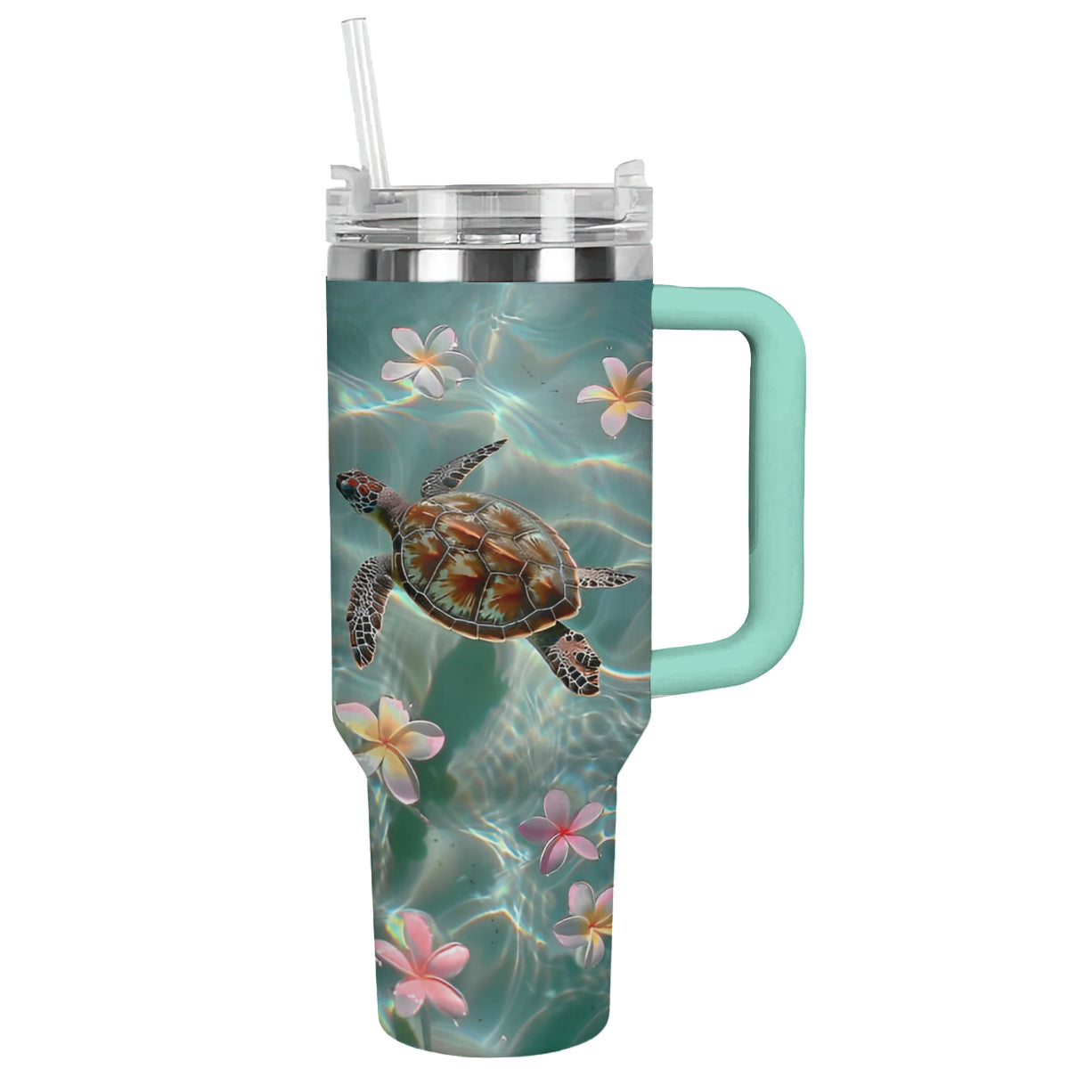 Shineful Glossy Tumbler Sea Turtle And Plumeria