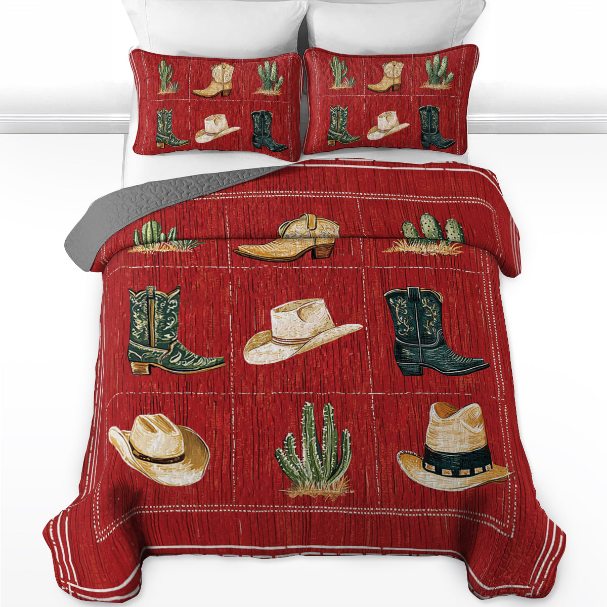 Shineful All Season Quilt 3-Piece Set Cowboy Pattern