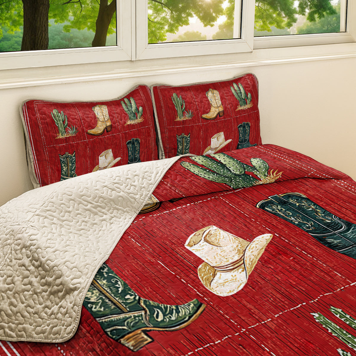 Shineful All Season Quilt 3-Piece Set Cowboy Pattern