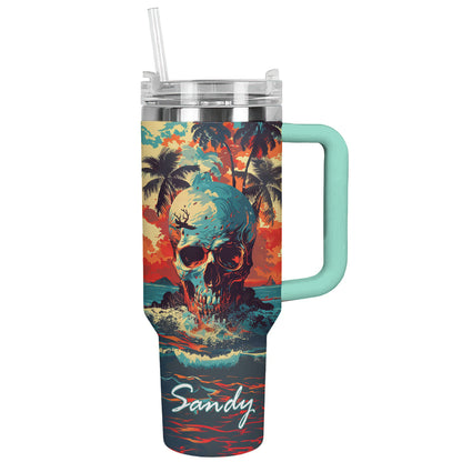 Shineful Tumbler Personalized Tropical Skull Vibes