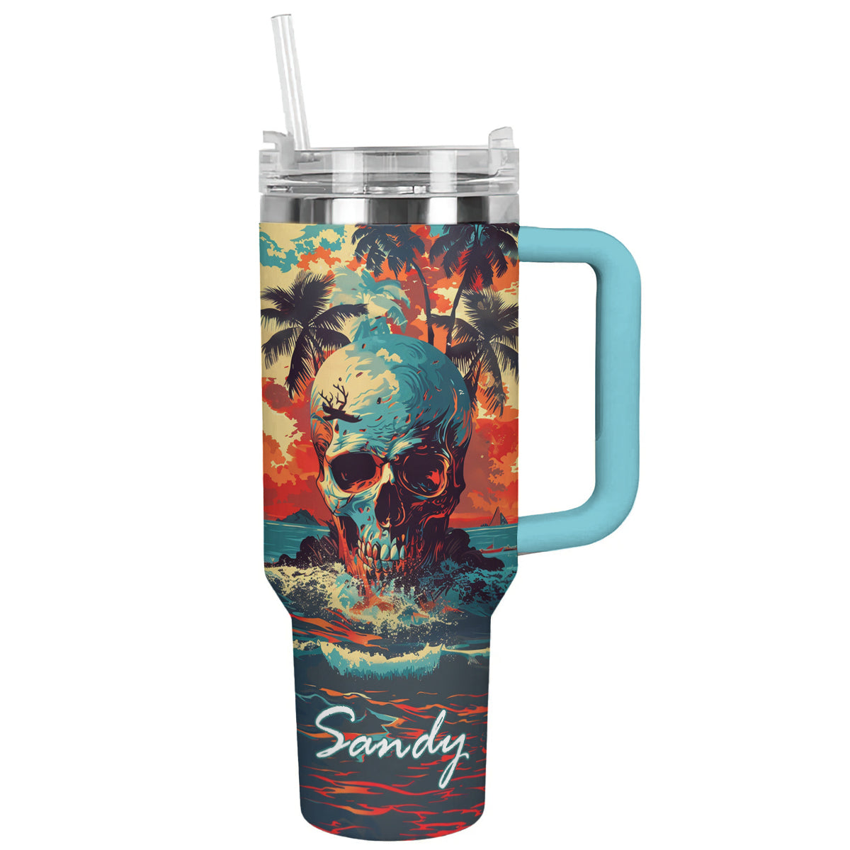 Shineful Tumbler Personalized Tropical Skull Vibes