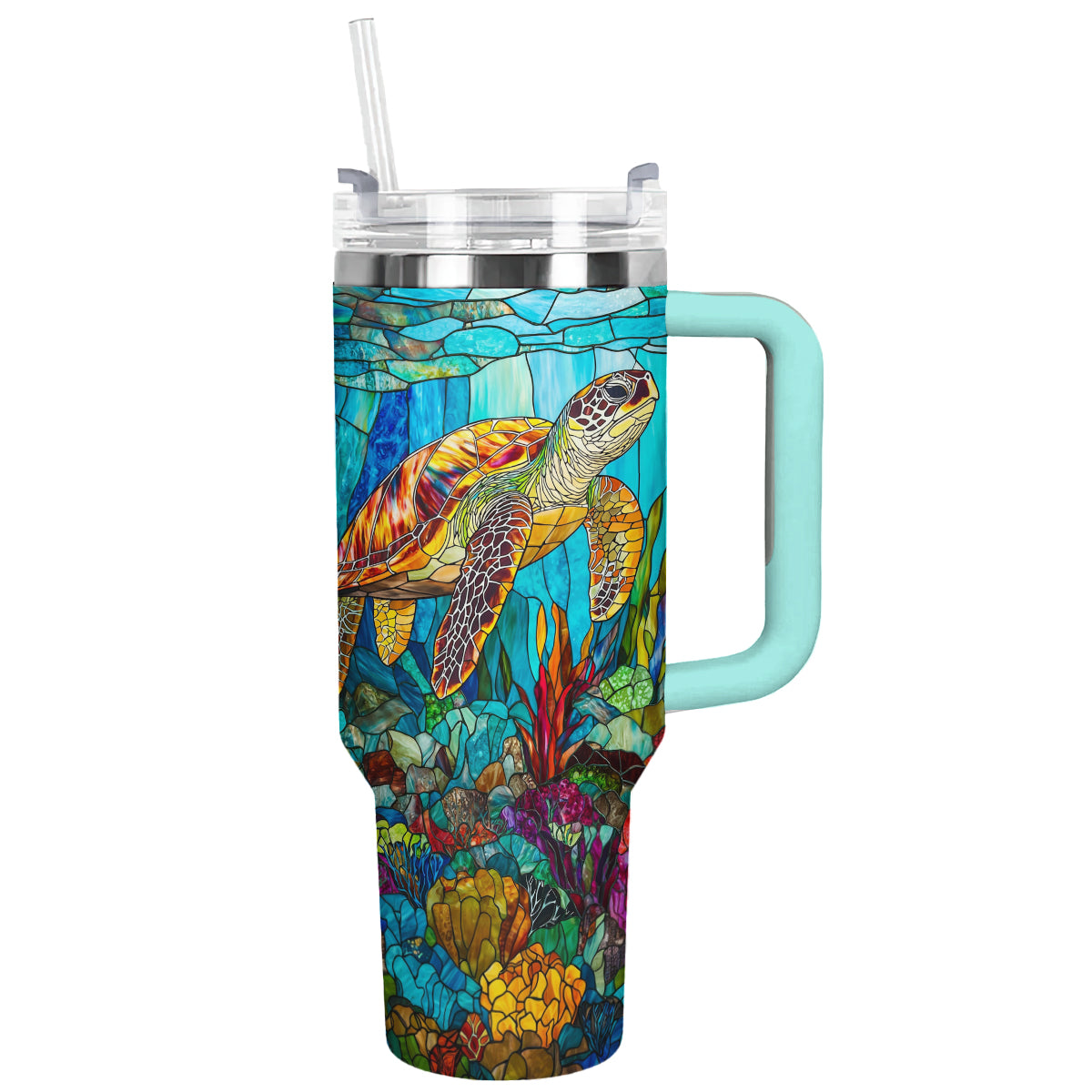 Shineful Tumbler Stained Glass Sea Turtle