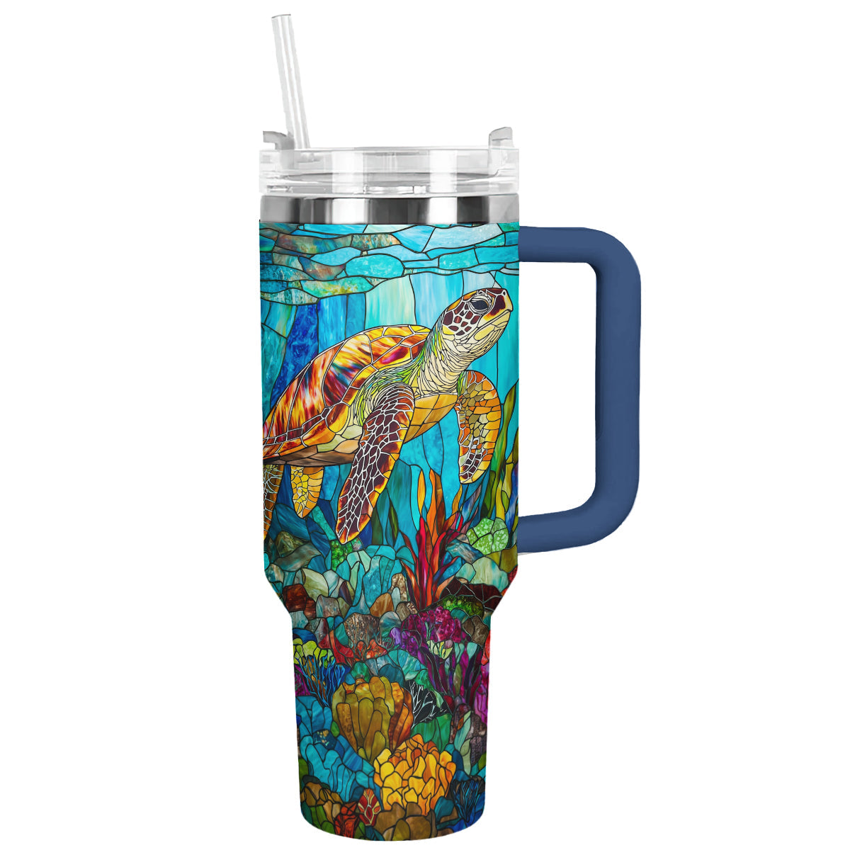 Shineful Tumbler Stained Glass Sea Turtle