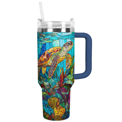 Shineful Tumbler Stained Glass Sea Turtle