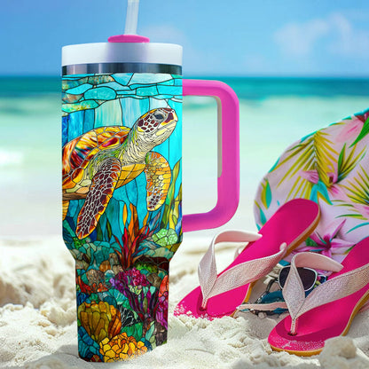 Shineful Tumbler Stained Glass Sea Turtle