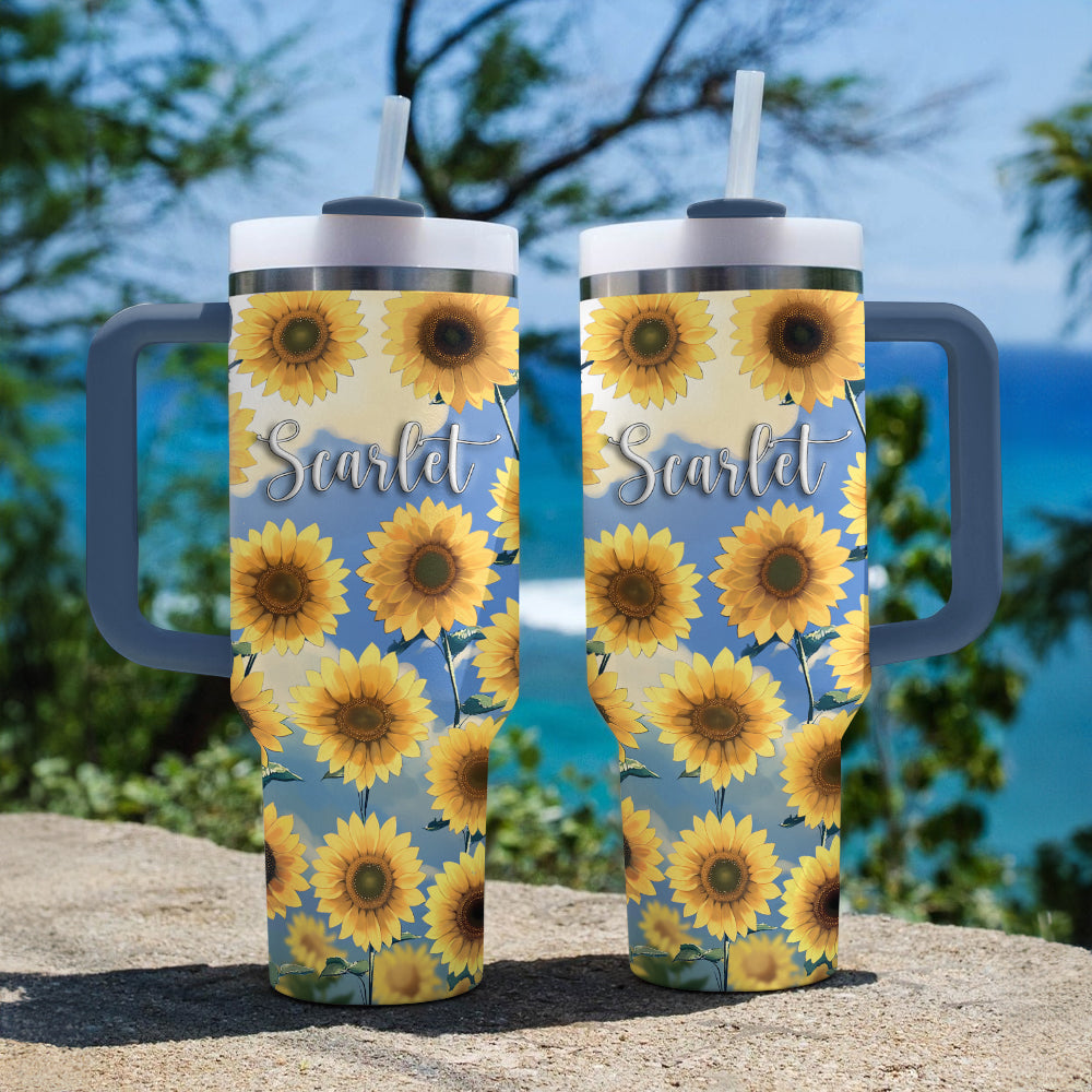 Shineful Tumbler Personalized Blissful Sunflower