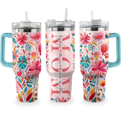 Shineful Tumbler Personalized Names Floral Mom