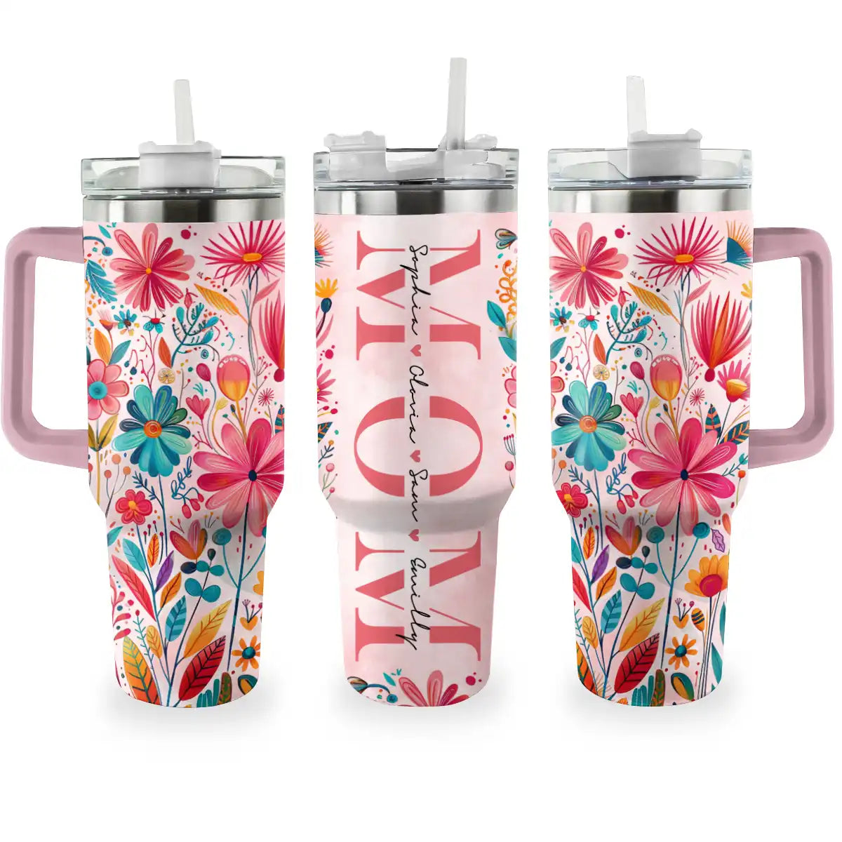 Shineful Tumbler Personalized Names Floral Mom