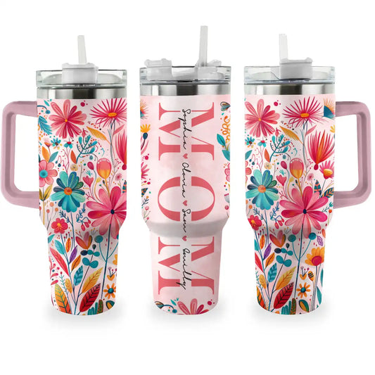 Shiny Tumbler Personalisierte Namen Floral Mom