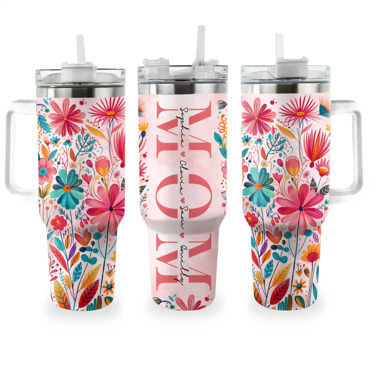 Shineful Tumbler Personalized Names Floral Mom