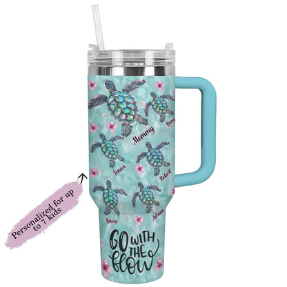 Shineful Tumbler Personalized Turtle Ocean Family Flow