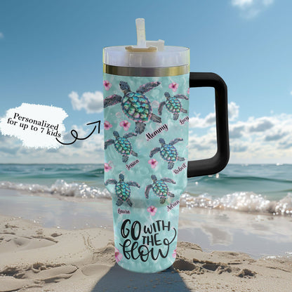 Shineful Tumbler Personalized Turtle Ocean Family Flow