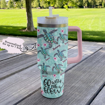 Shineful Tumbler Personalized Turtle Ocean Family Flow