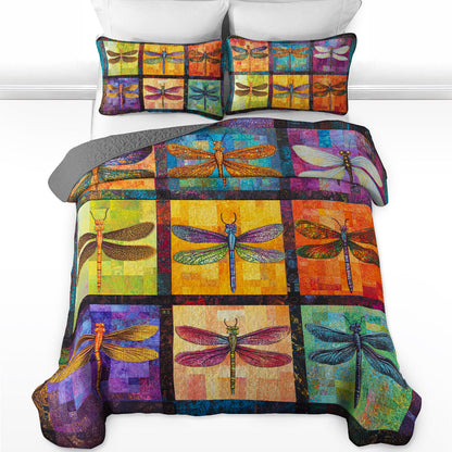 Shineful All Season Quilt 3-Piece Set Serenade of the Dragonflies