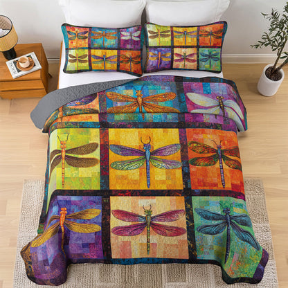 Shineful All Season Quilt 3-Piece Set Serenade of the Dragonflies