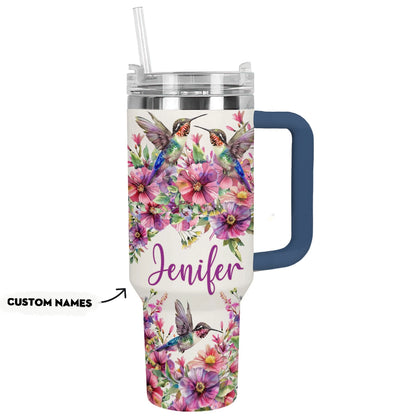 Shiny Tumbler Personalisiert Blumen Kolibri