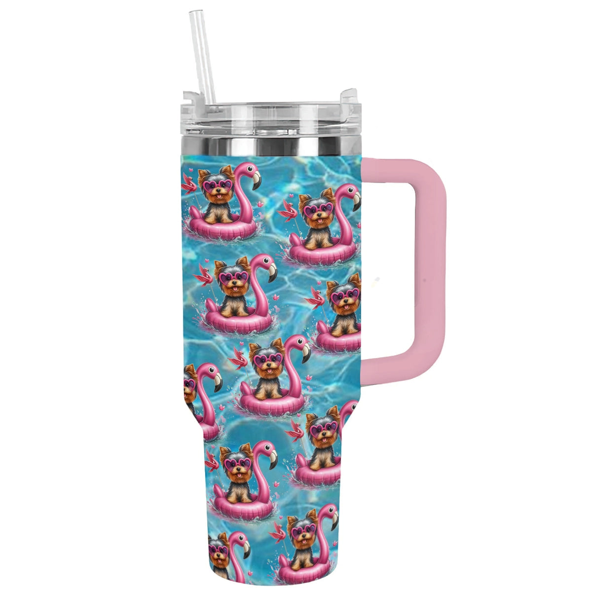 Shineful Tumbler Yorkie Flamingo Fun