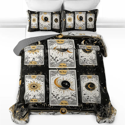 Shineful All Season Quilt 3-Piece Set - Lunar & Solar Tarot Dreamscape