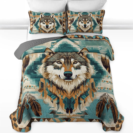 Shineful All Season Quilt 3-Piece Set Native American Wild Spirit