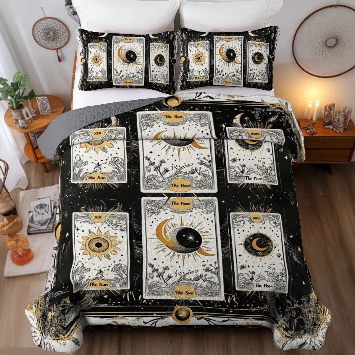 Shineful All Season Quilt 3-Piece Set - Lunar & Solar Tarot Dreamscape