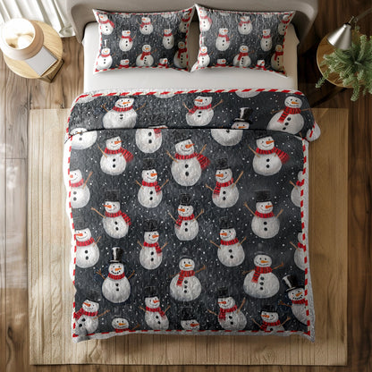 Shineful All Season Quilt 3-Piece Set - Christmas Snowman Gathering